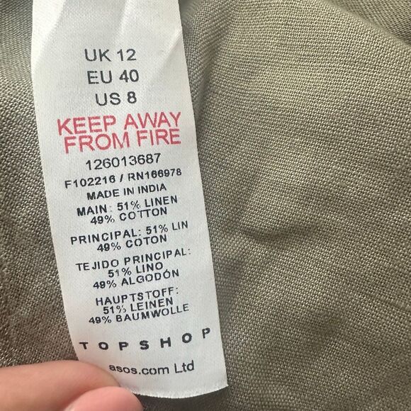 NWT Topshop linen crop green size 8 (v1) - Picture 5 of 5